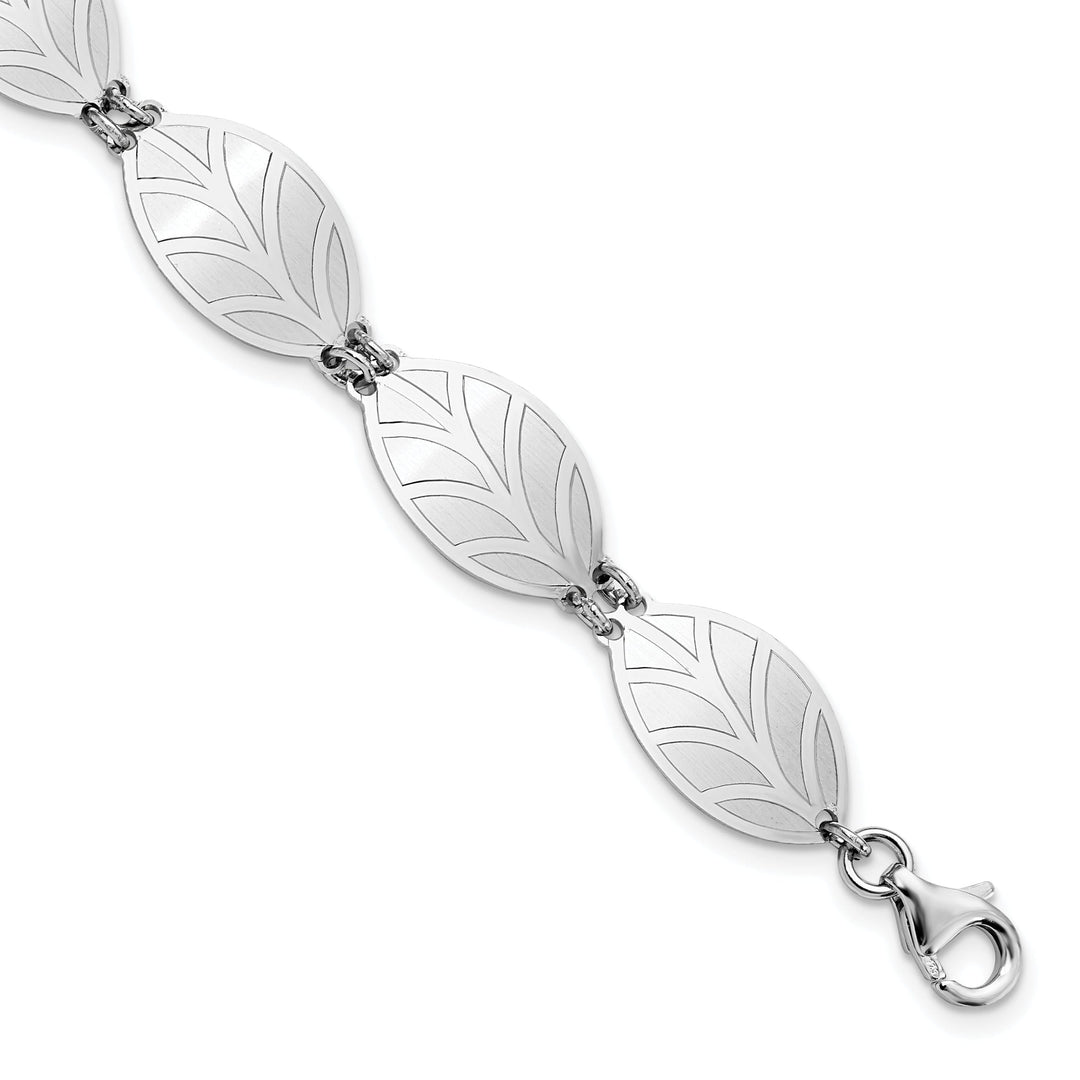 Sterling Silver Brushed/Polished Leaf Bracel
