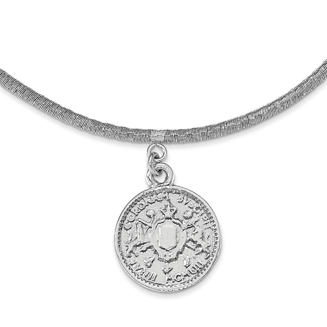 Silver Polished Elizabeth II Medal Necklace