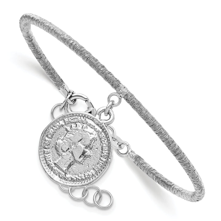 Silver Polished Elizabeth II Medal Bracelet
