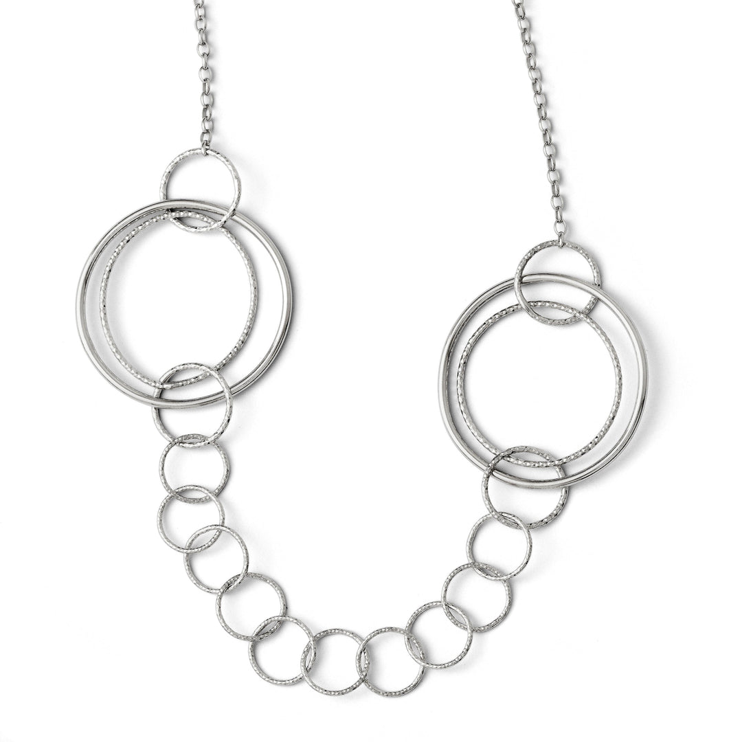 Sterling Silver Polished Textured Link Necklace