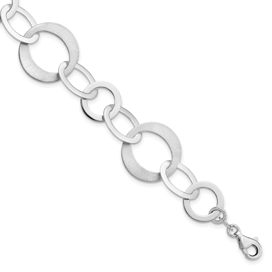 Sterling Silver Polished Brushed Link Bracelet