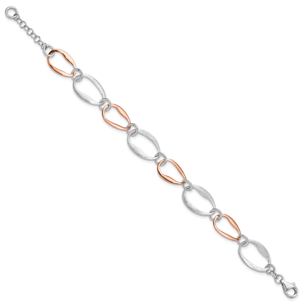 Sterling Silver Rose Gold-plated Link Bracelet