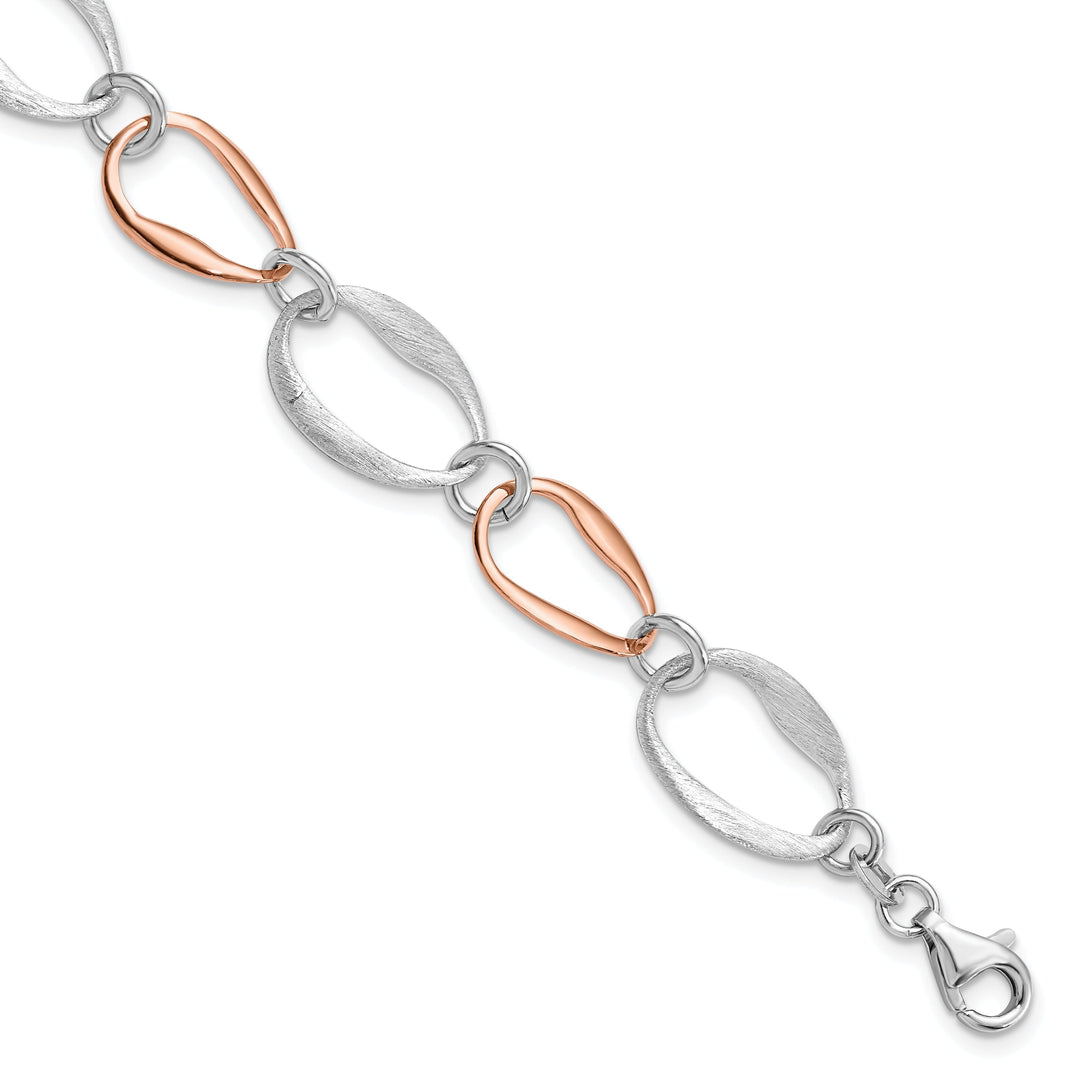 Sterling Silver Rose Gold-plated Link Bracelet