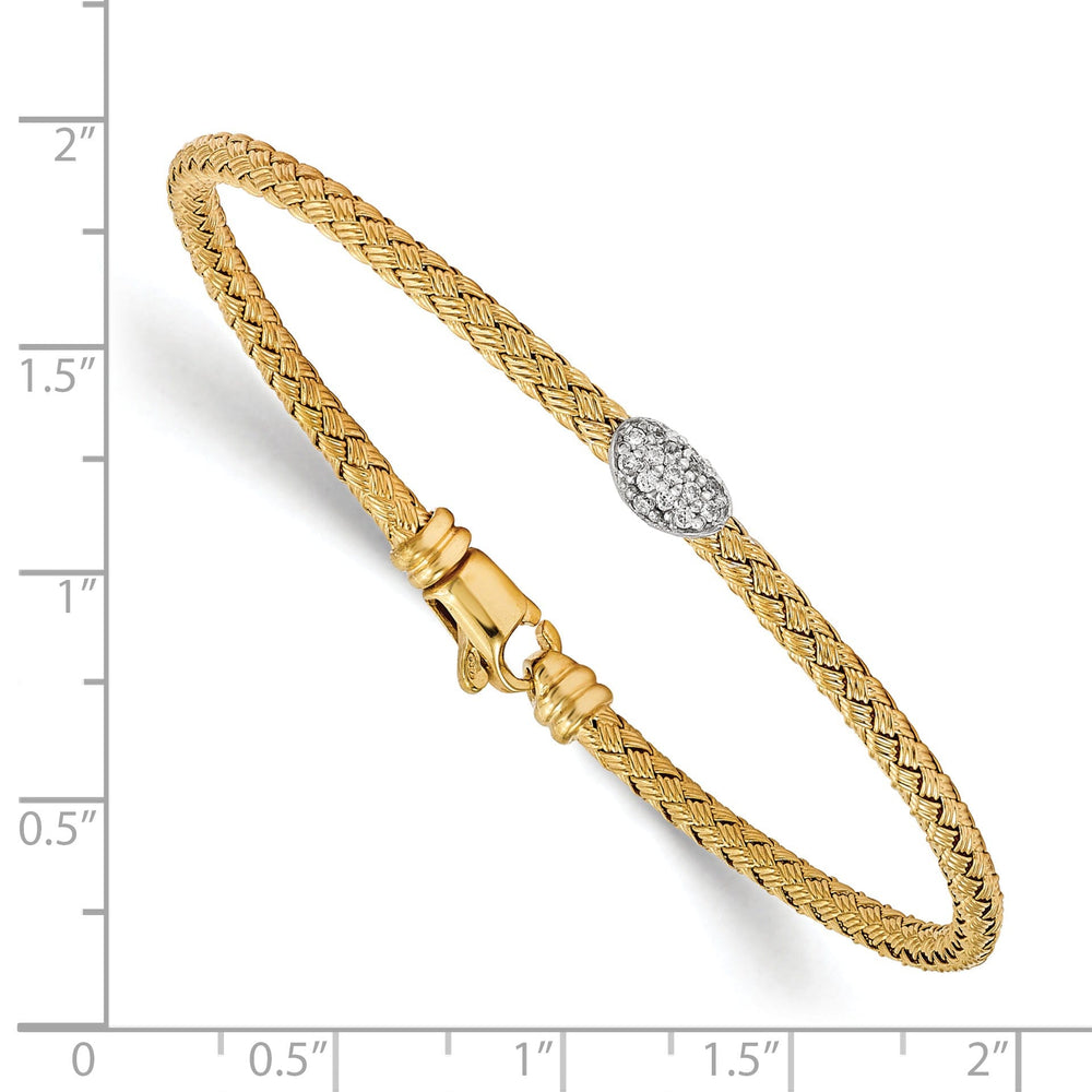 Sterling Silver Gold-tone C.Z Woven Bracelet