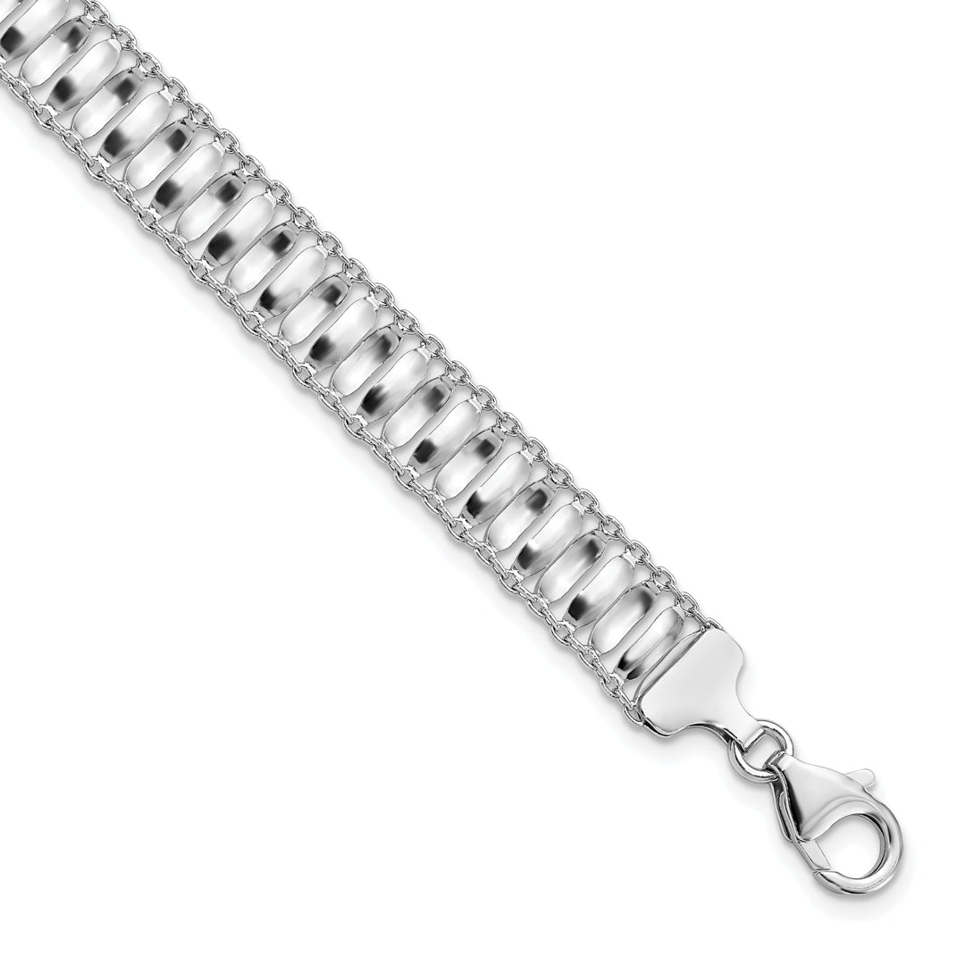 Sterling Silver Polish Textured Fancy Bracelet
