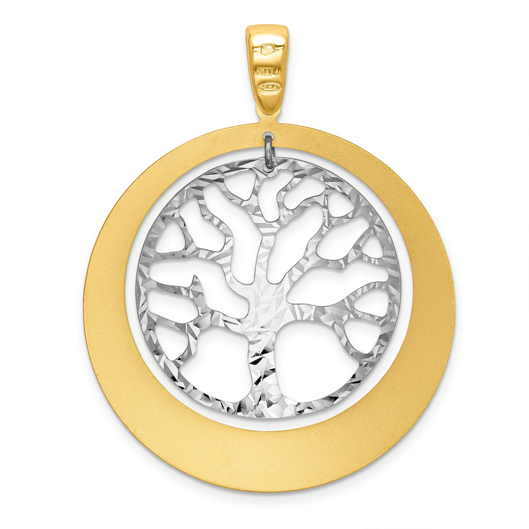 Sterling Silver Gold-tone Textured Tree Pendant
