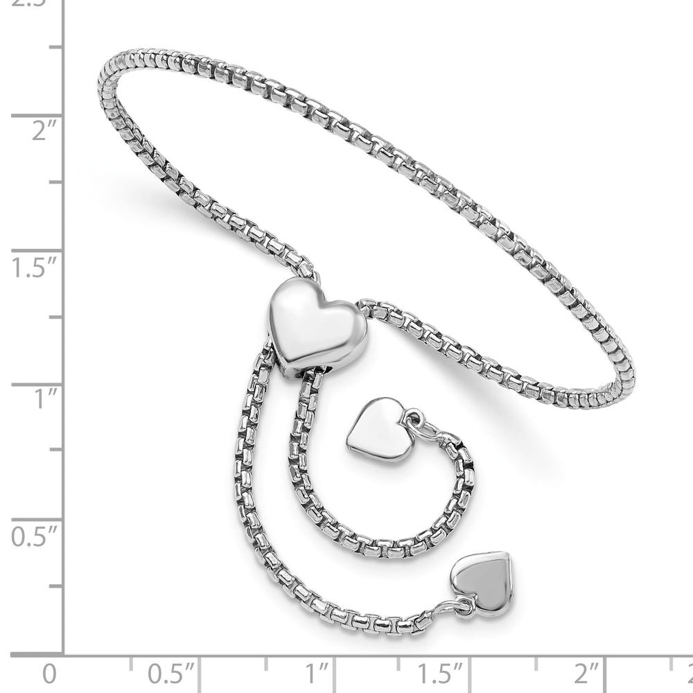 Silver Round Rectangle Box Heart Bracelet