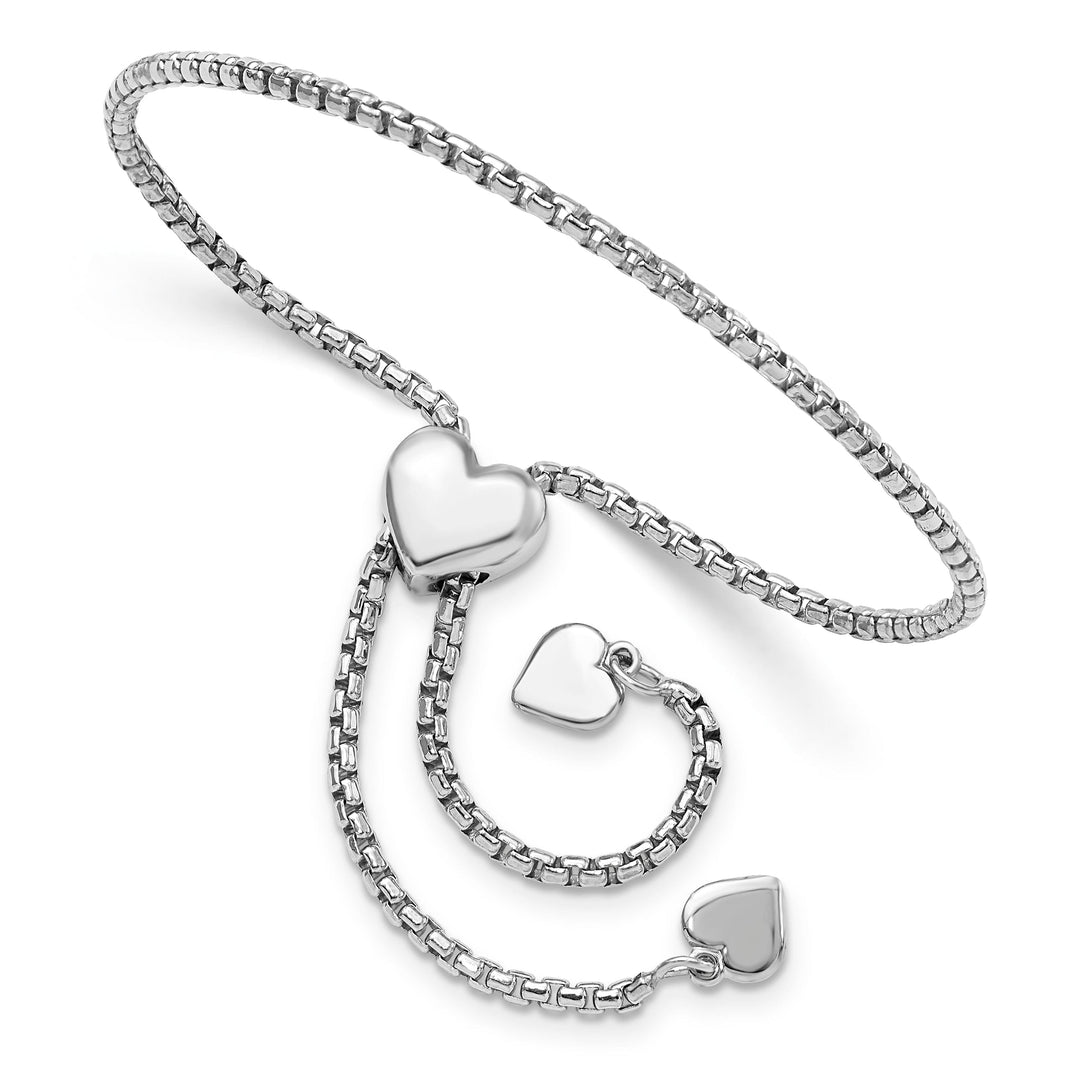 Silver Round Rectangle Box Heart Bracelet