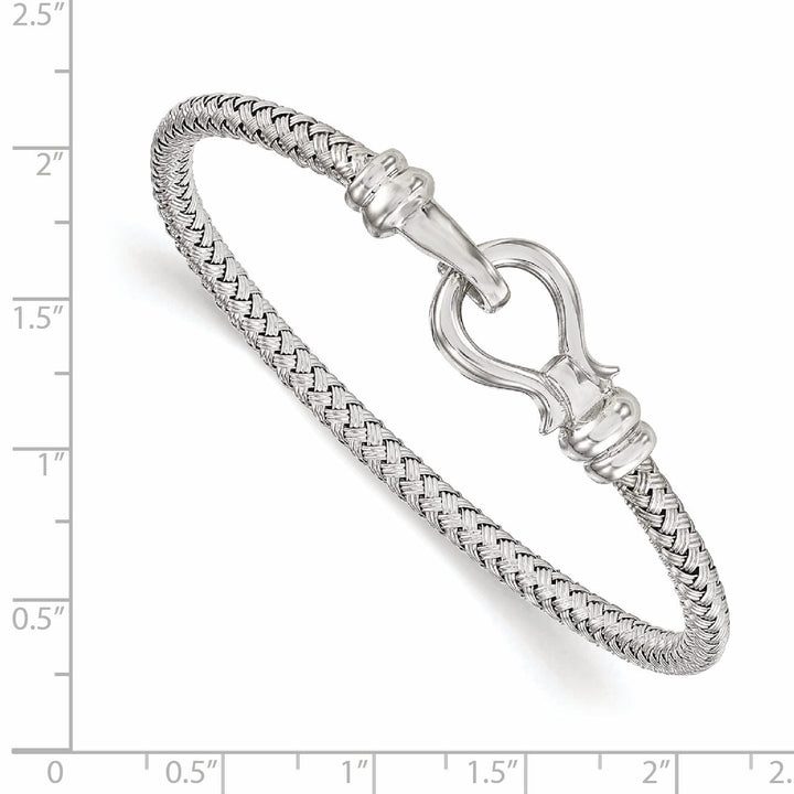 Sterling Silver Hook Rhodium Plated Bangle