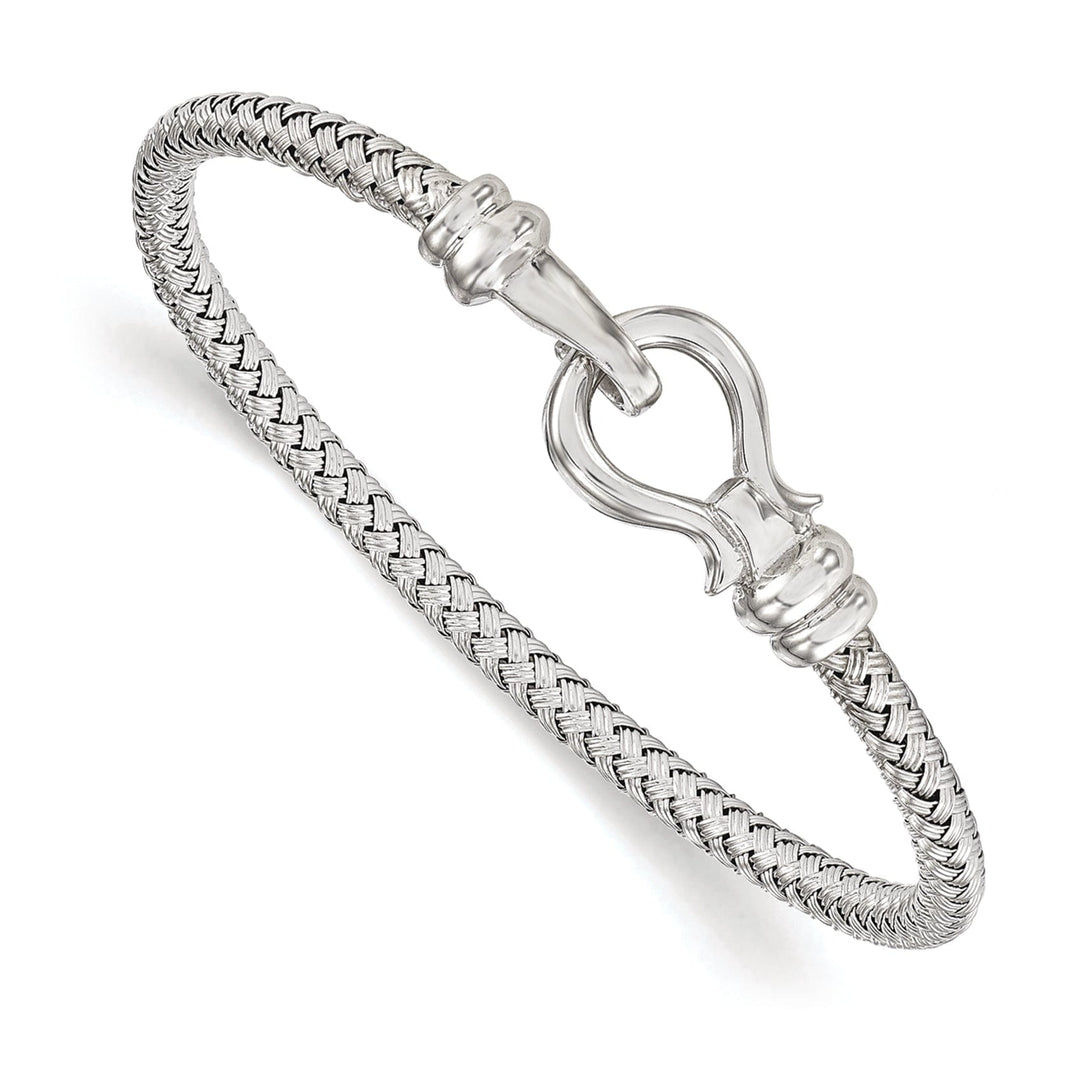 Sterling Silver Hook Rhodium Plated Bangle