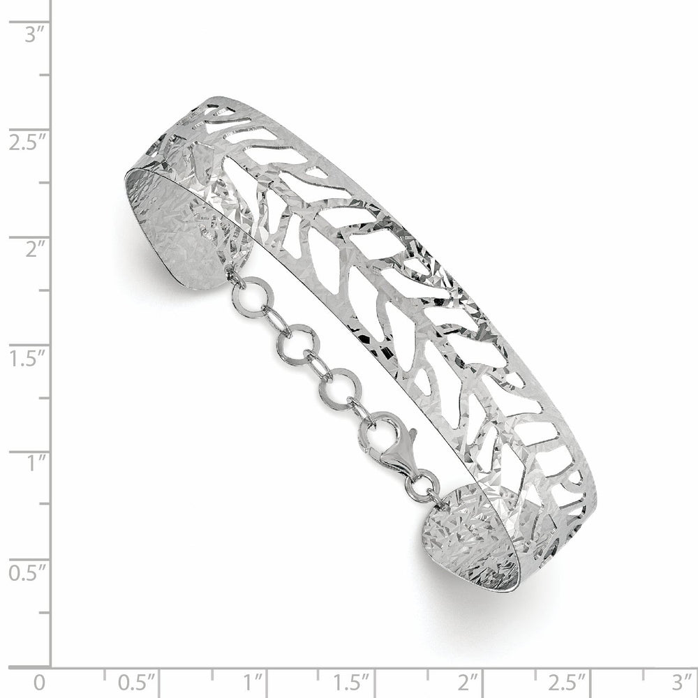 Sterling Silver Rhodium Plated Fancy Bangle