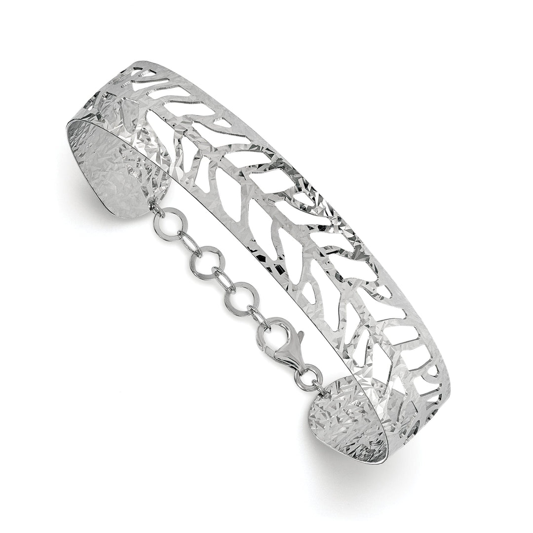 Sterling Silver Rhodium Plated Fancy Bangle