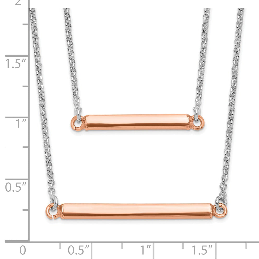 Sterling Silver Fancy Double Bar Necklace