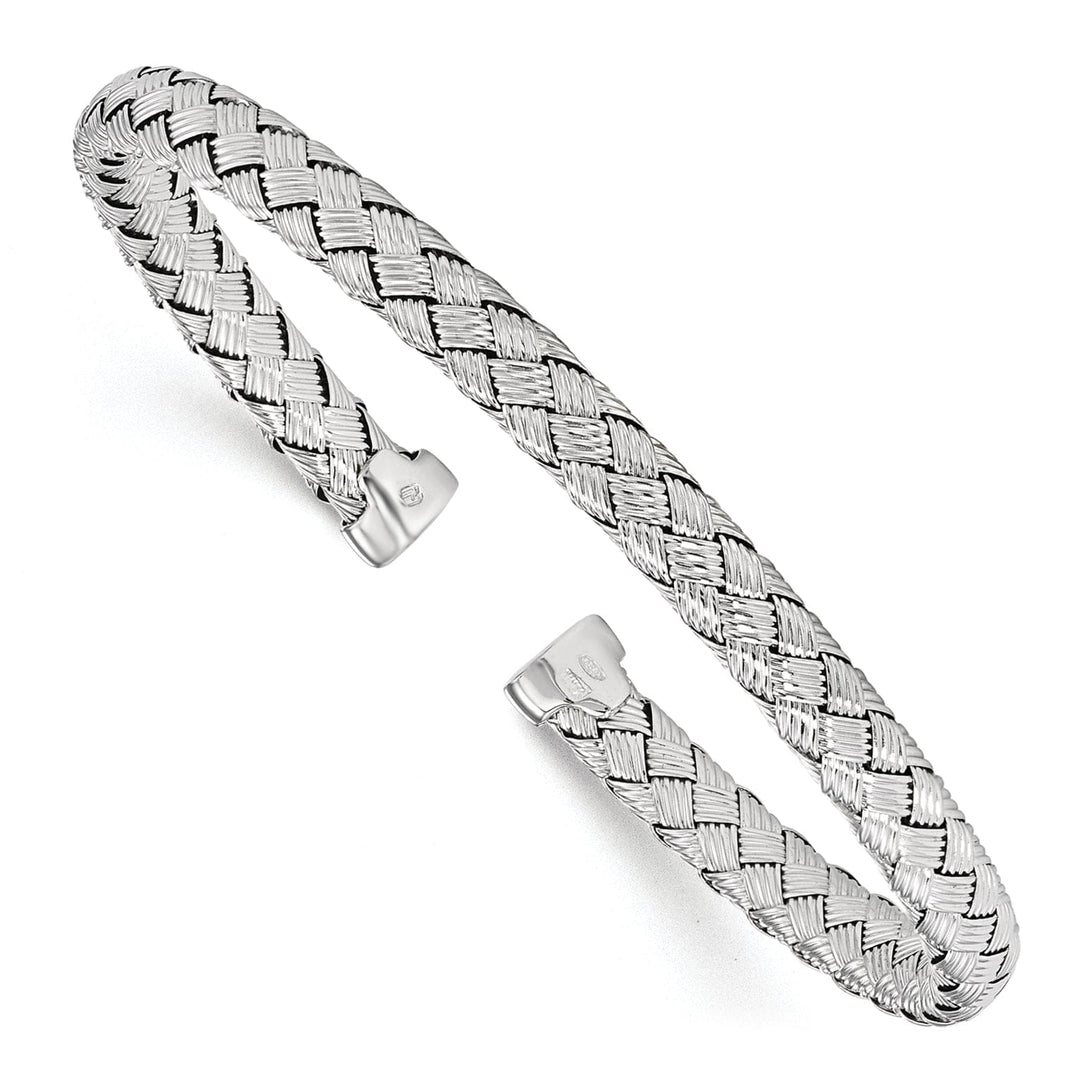 Sterling Silver Polished Woven Cuff Bangle