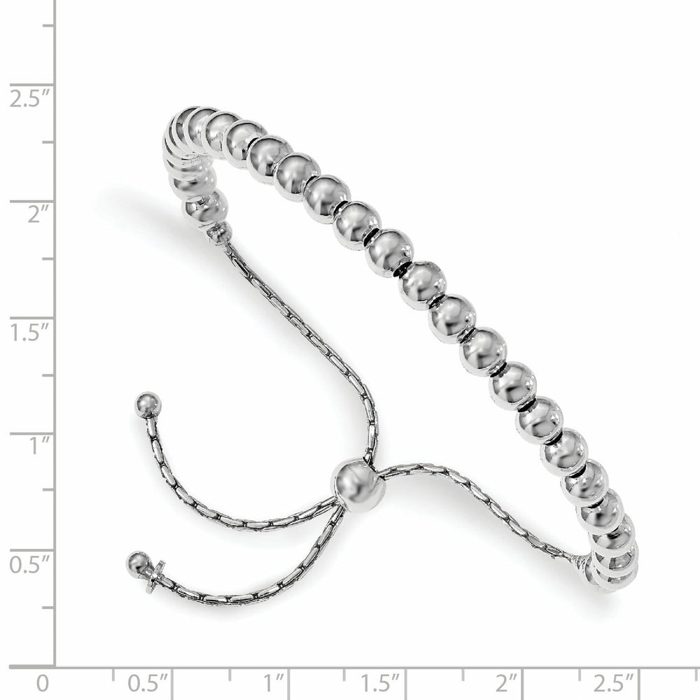 Silver Polished Beaded Adjustable Bracelet