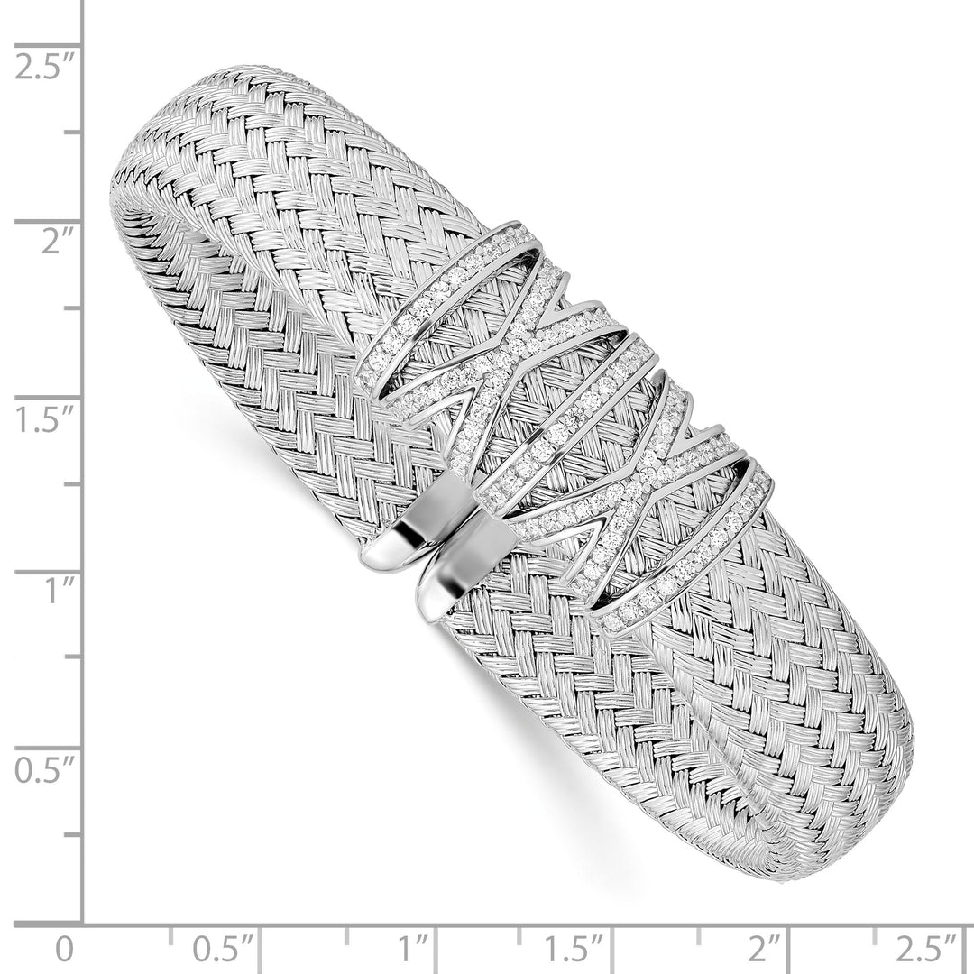 Leslie Sterling Silver Cubic Zirconia Woven Cuff