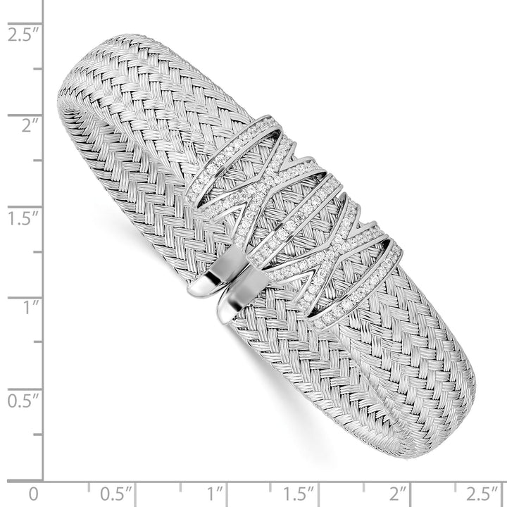 Leslie Sterling Silver Cubic Zirconia Woven Cuff