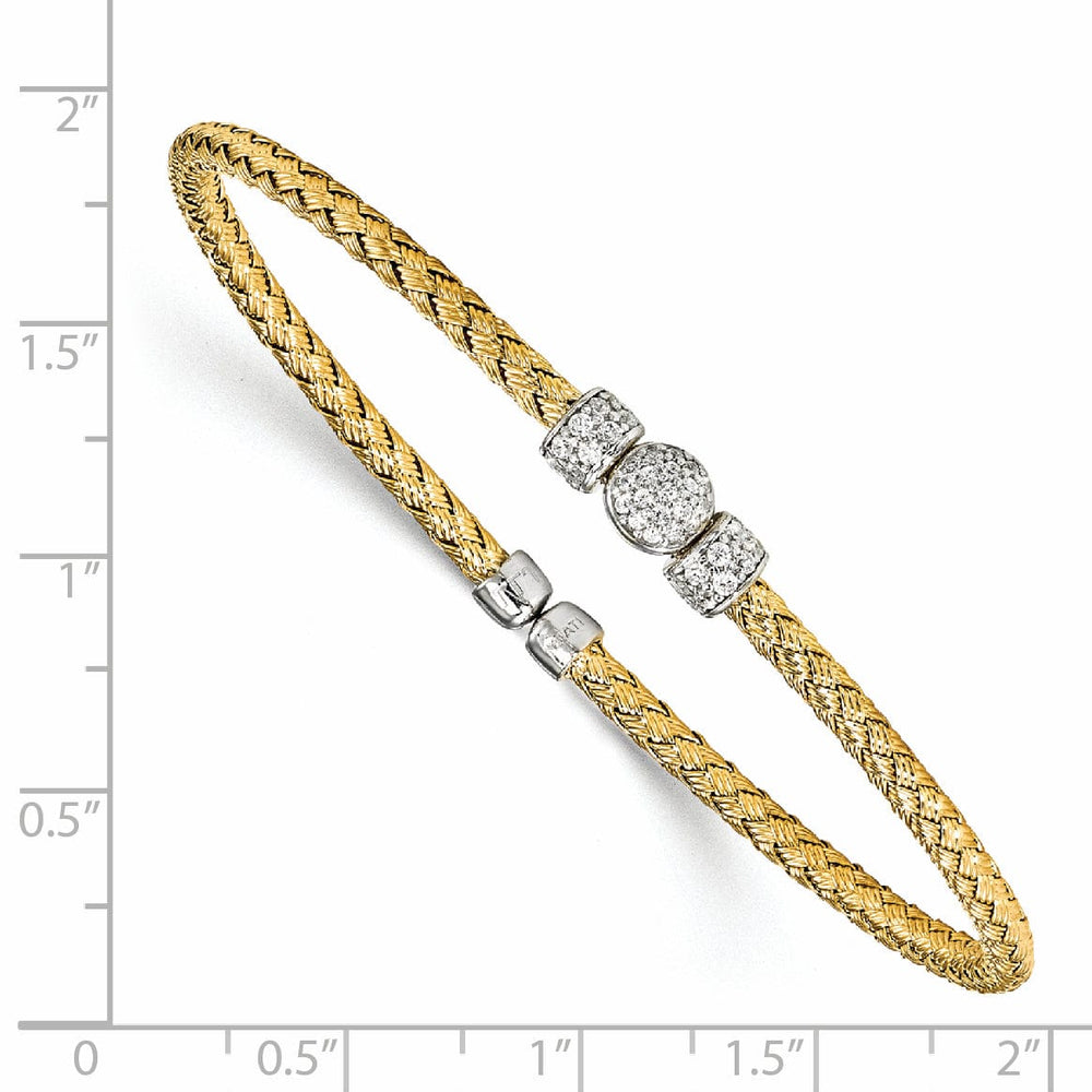 Leslie Sterling Silver Gold-tone C.Z Woven Cuff
