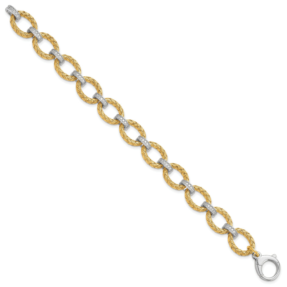 Leslie Silver Gold-tone C.Z Woven Link Bracelet