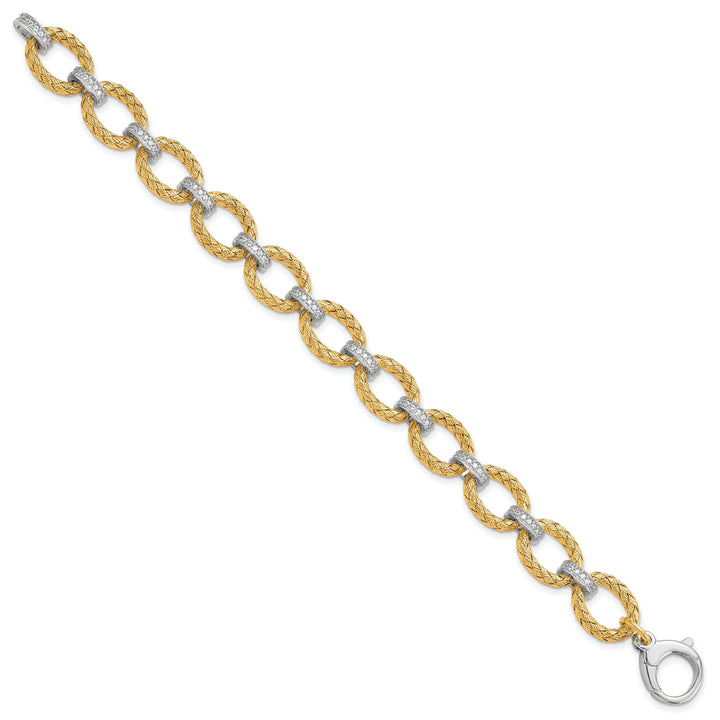 Leslie Silver Gold-tone C.Z Woven Link Bracelet