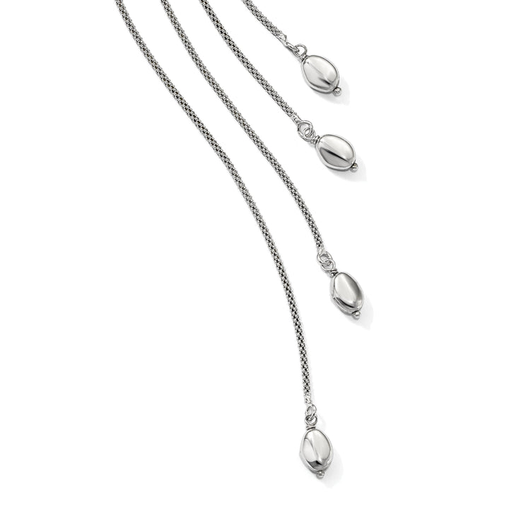 Silver Multi-strand Bead Dangle Knot Necklace