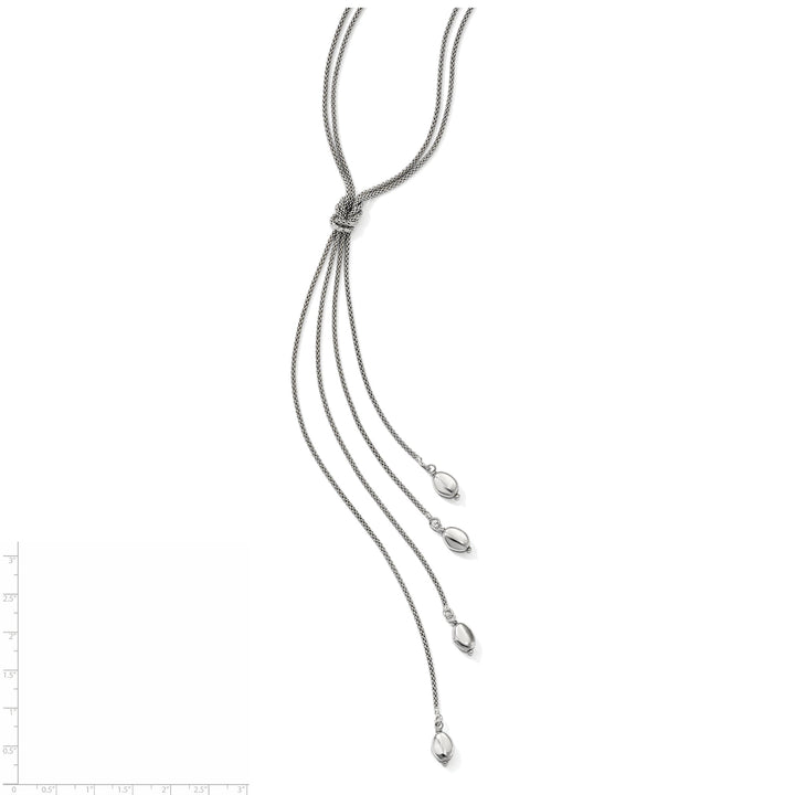 Silver Multi-strand Bead Dangle Knot Necklace