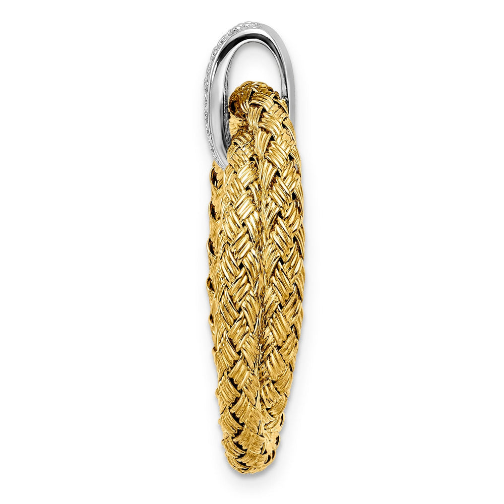Silver Yellow Rhodium and C.Z Braided Pendant