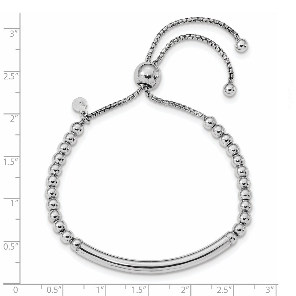 Silver Polished Beaded Adjustable Bracelet