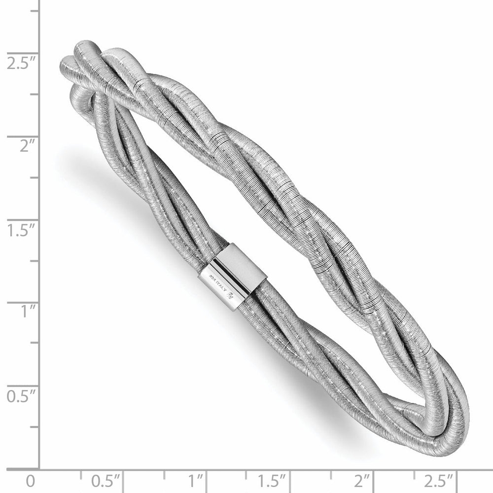 Sterling Silver Rhodium Twisted Slip-on Bangle