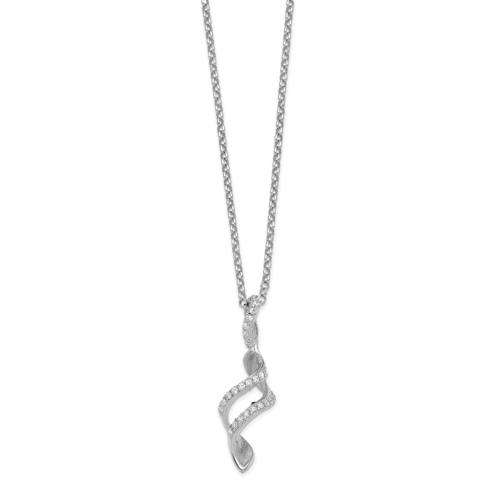 Sterling Silver C.Z Twisted Pendant Necklace