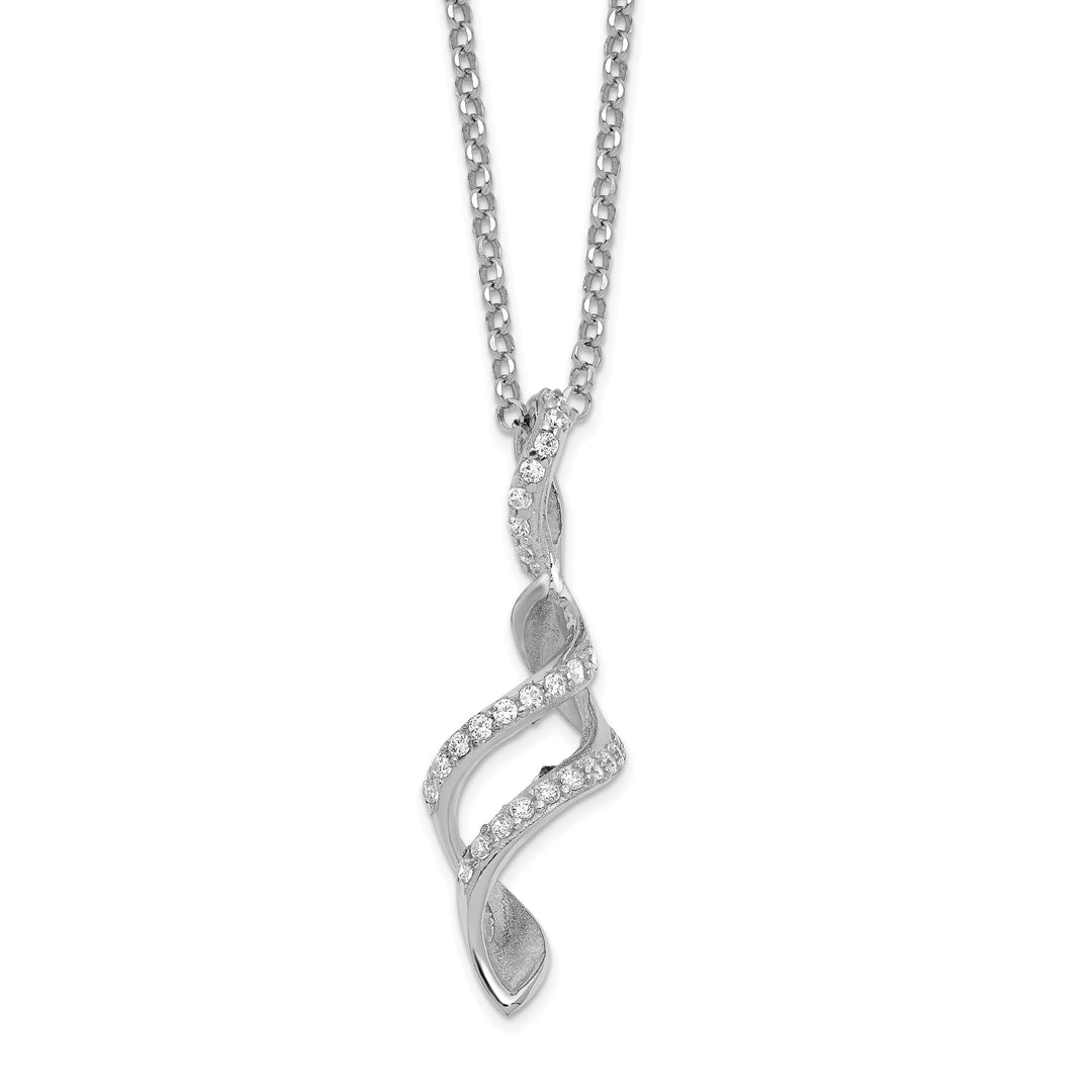 Sterling Silver C.Z Twisted Pendant Necklace
