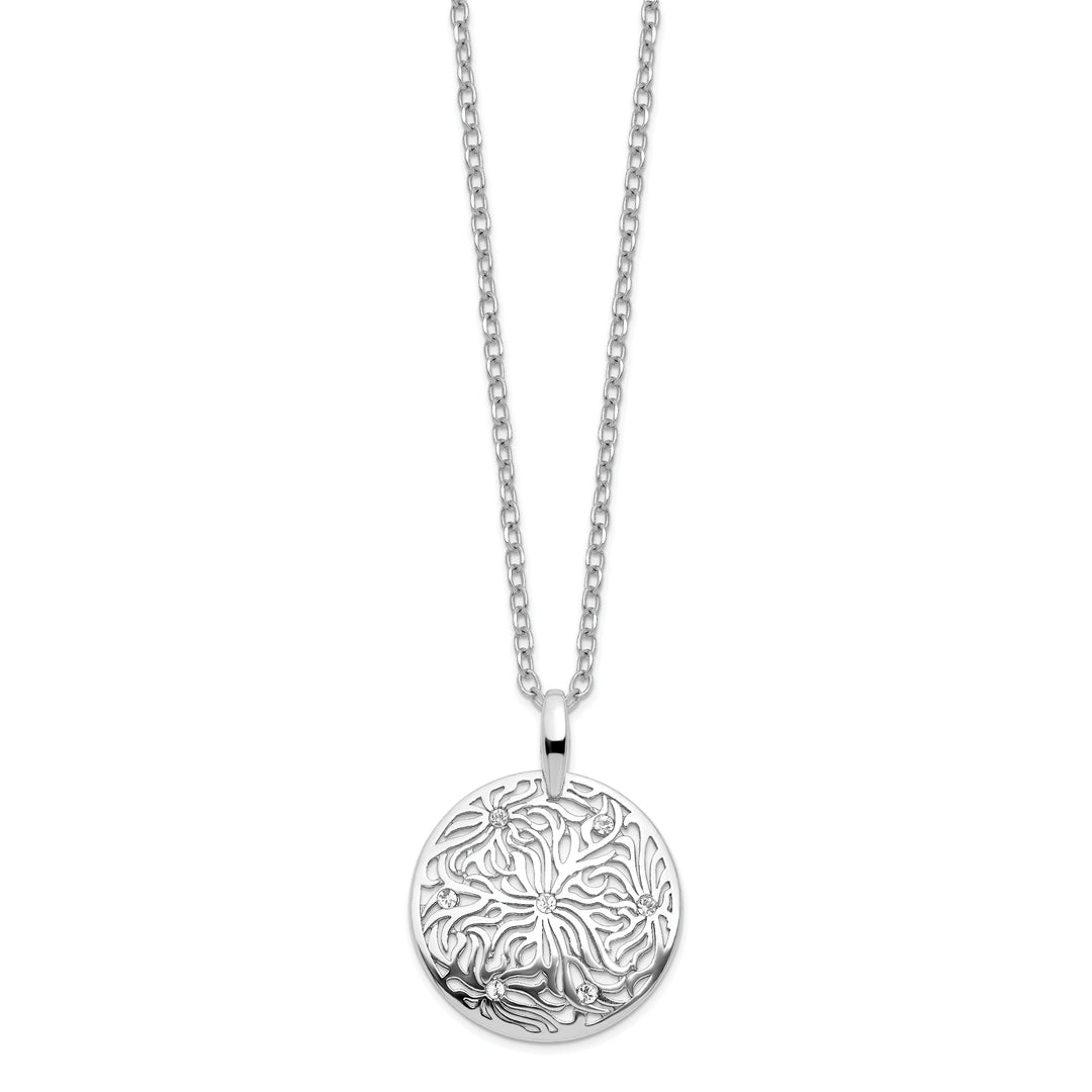 Sterling Silver Polished Cubic Zirconia Necklace