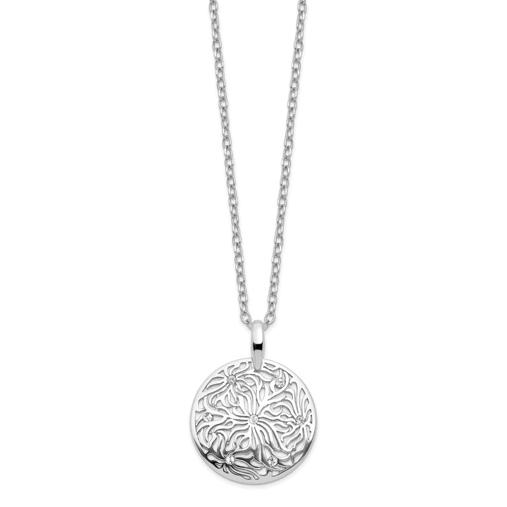 Sterling Silver Polished Cubic Zirconia Necklace