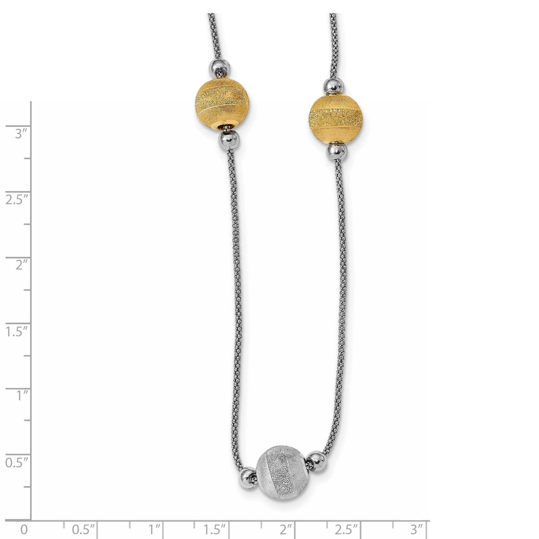 Silver Yellow Rhodium Laser Cut Bead Necklace