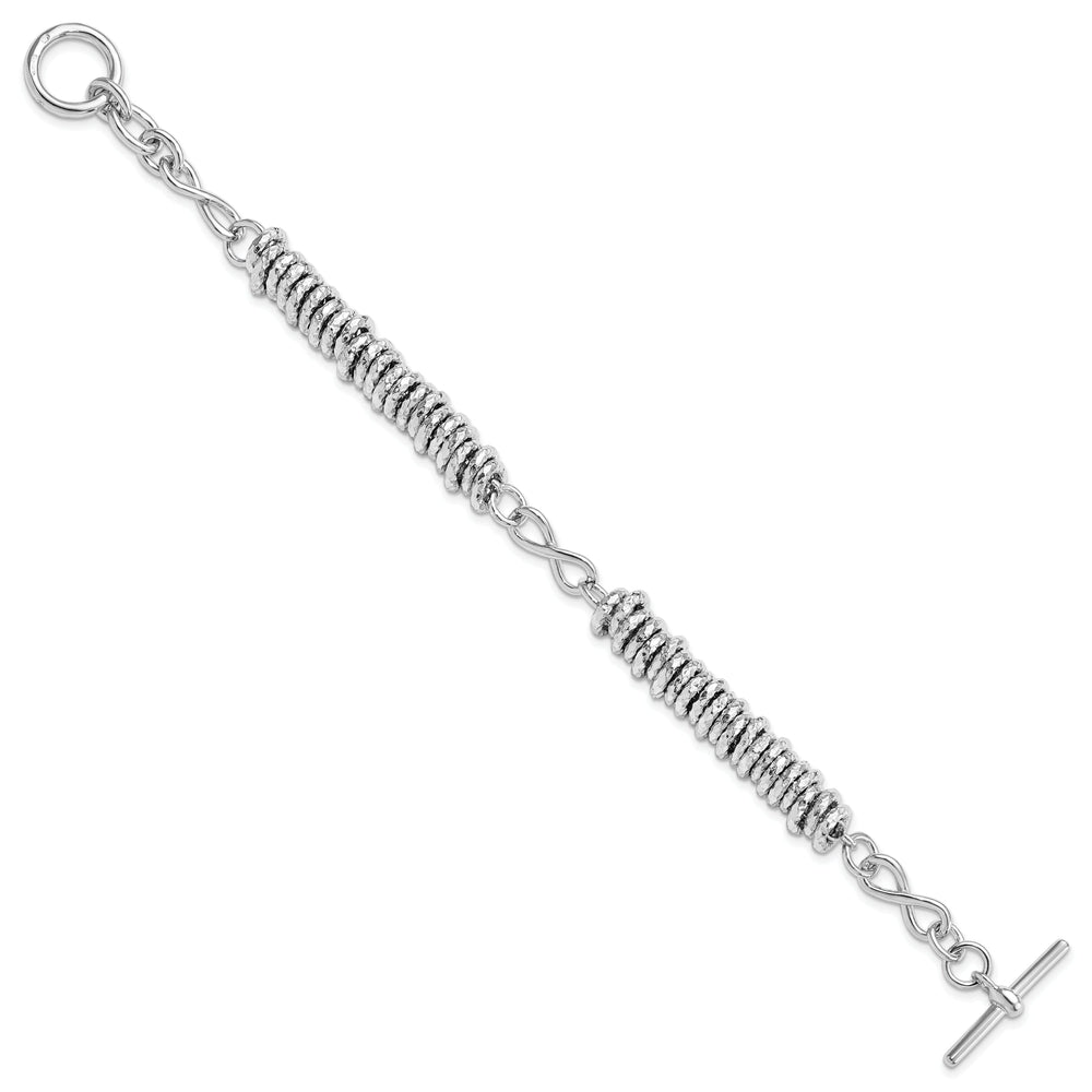 Leslie Silver Polished Infinity Toggle Bracelet