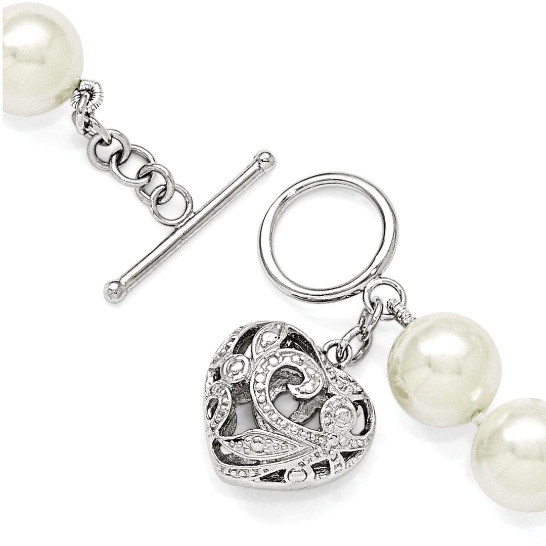 Majestik White Shell Pearl with Heart Bracelet