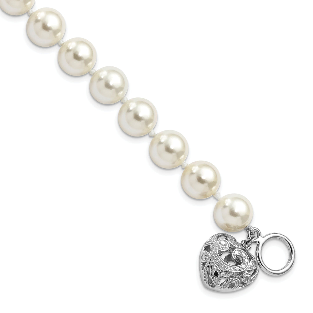 Majestik White Shell Pearl with Heart Bracelet