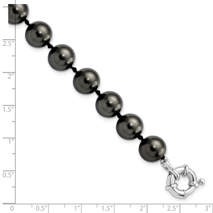 Silver Majestik Black Shell Pearl Bead Bracelet