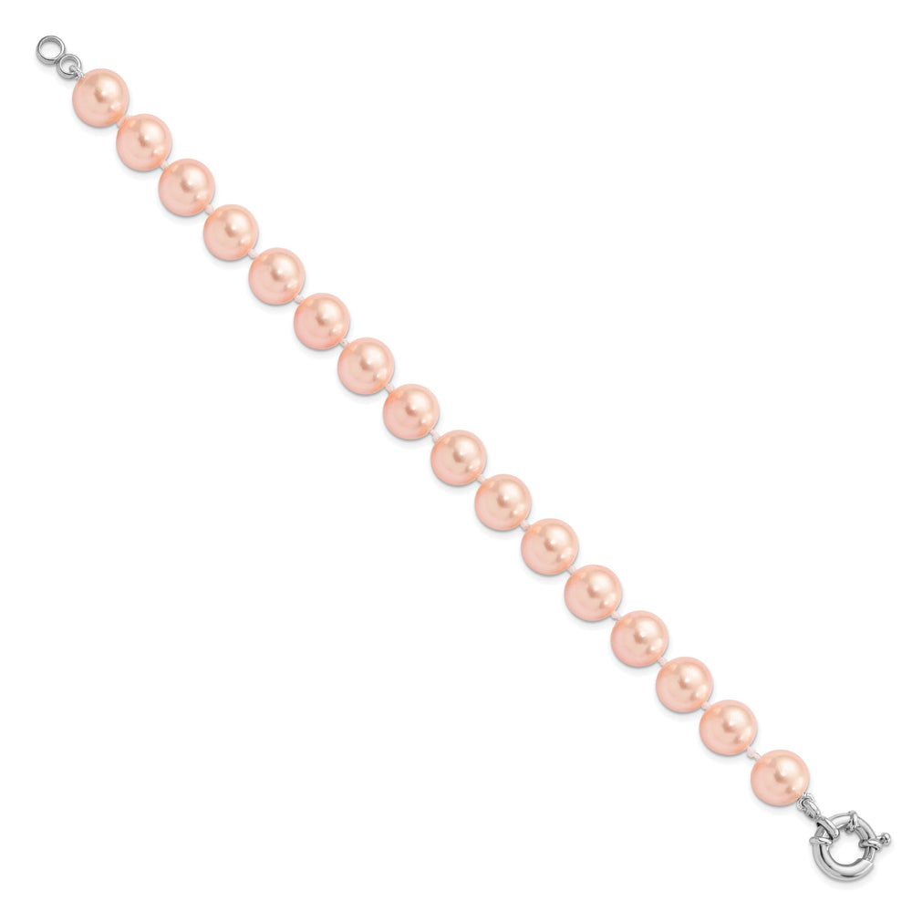 Silver Majestik Pink Shell Pearl Bead Bracelet
