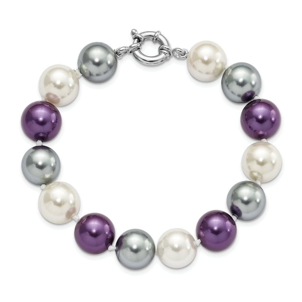 Silver White Purple Black Pearl Bracelet