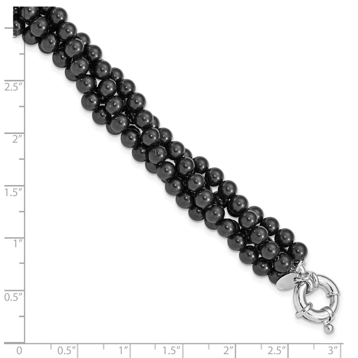 Silver Majestik Black Shell Pearl Bead Bracelet