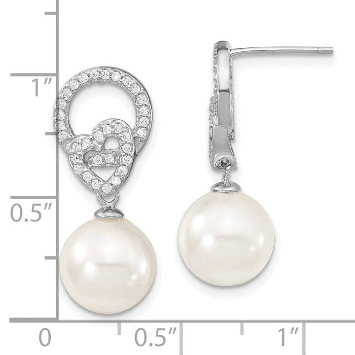 White Pearl and Cubic Zirconia Dangle Earrings
