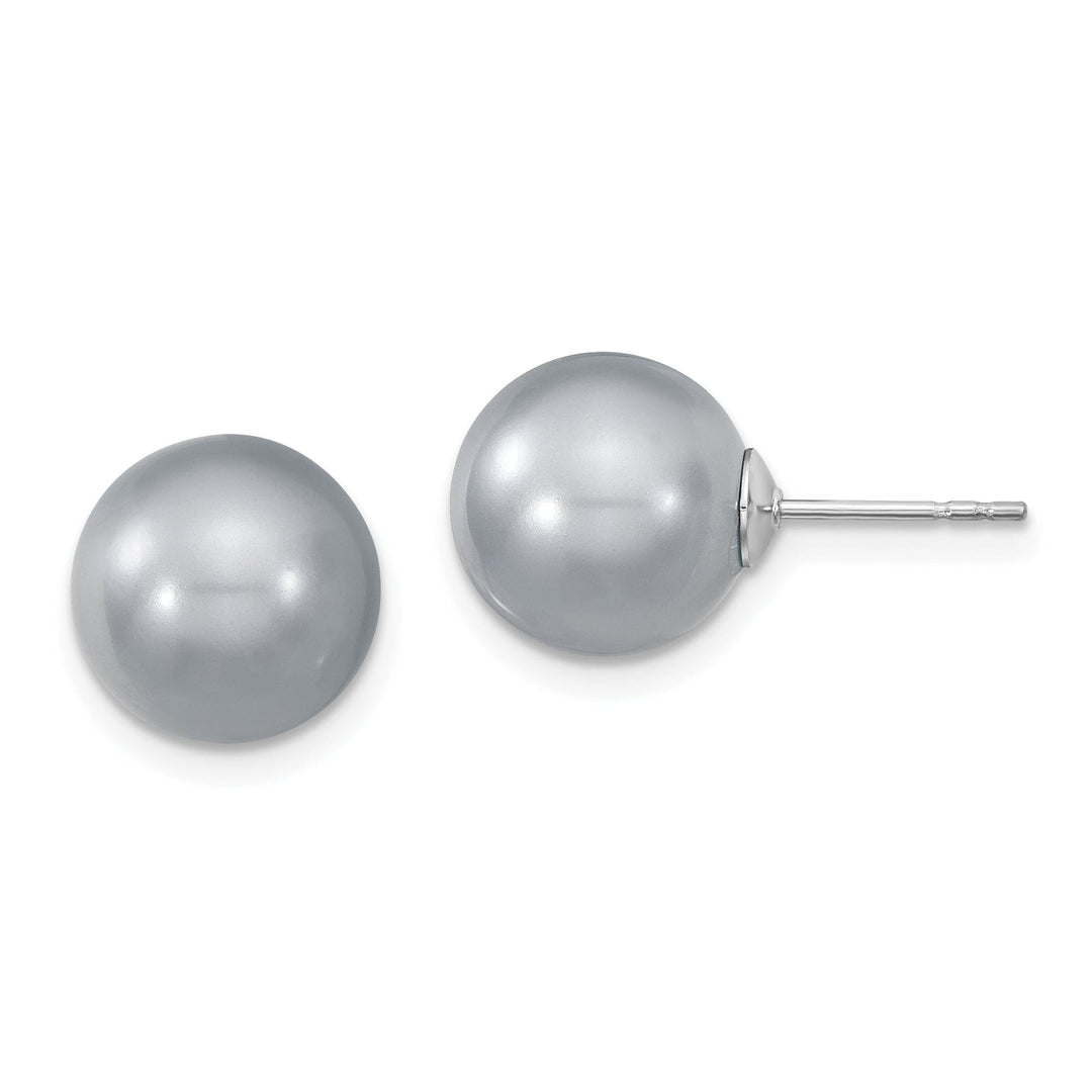 Majestik Round Grey Pearl Stud Earrings