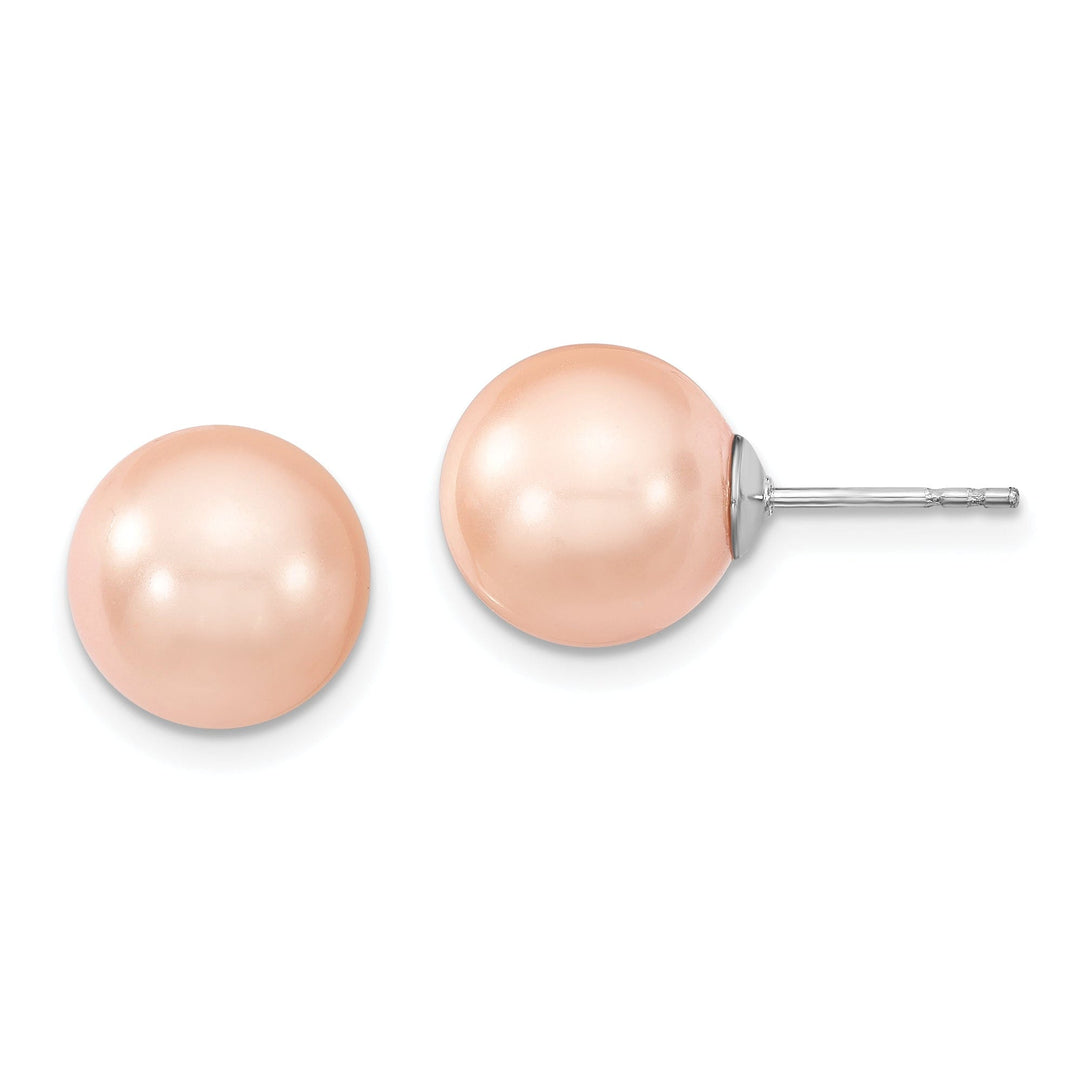 Majestik Round Pink Pearl Stud Earrings