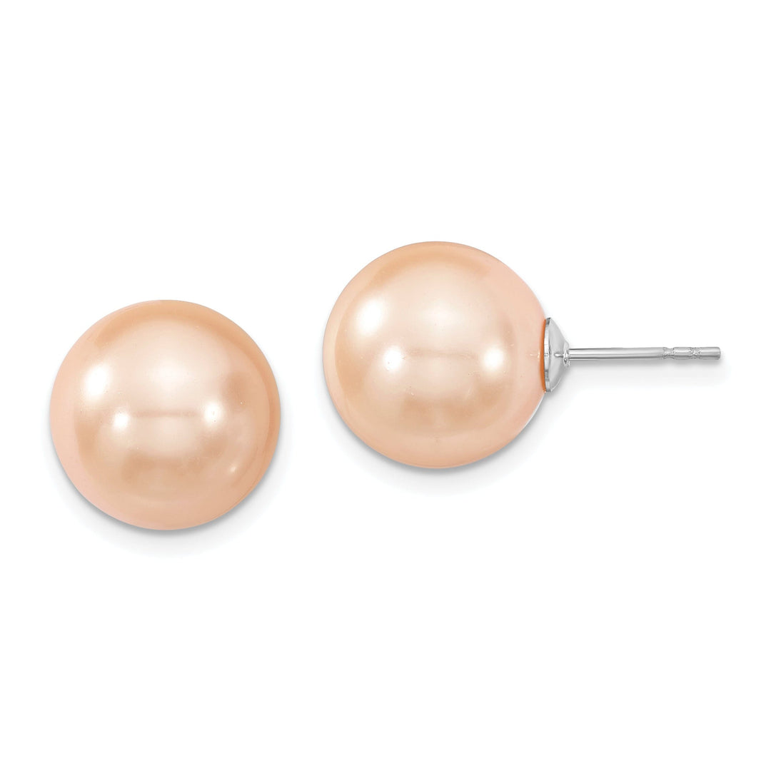 Majestik Round Pink Pearl Stud Earrings