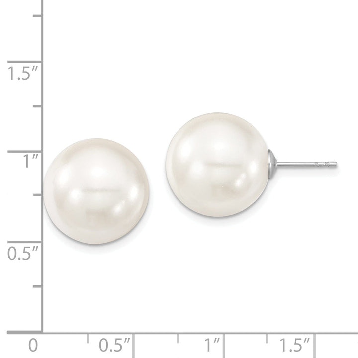 Majestik Round White Pearl Stud Earrings