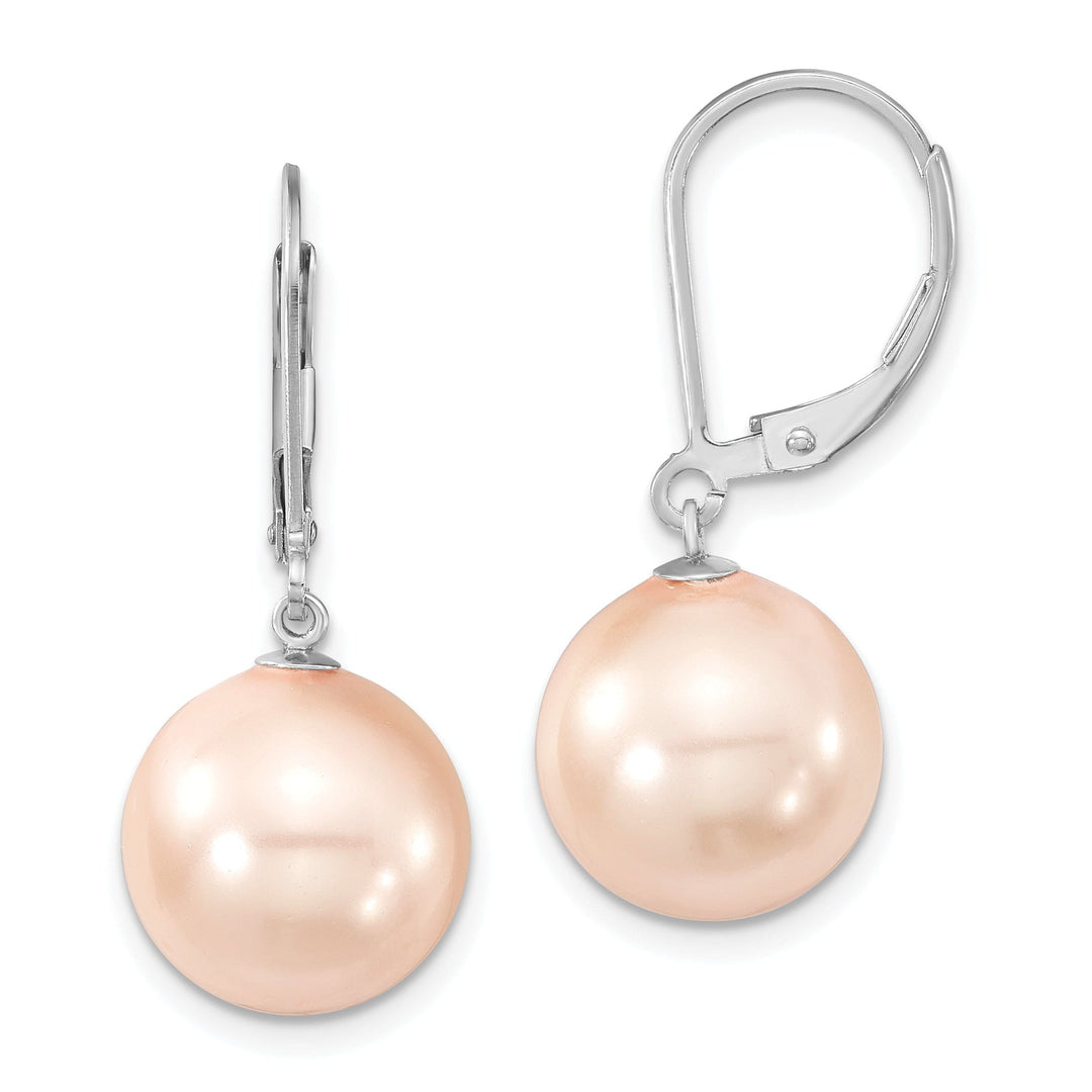 Majestik Round Pink Pearl Leverback Earrings
