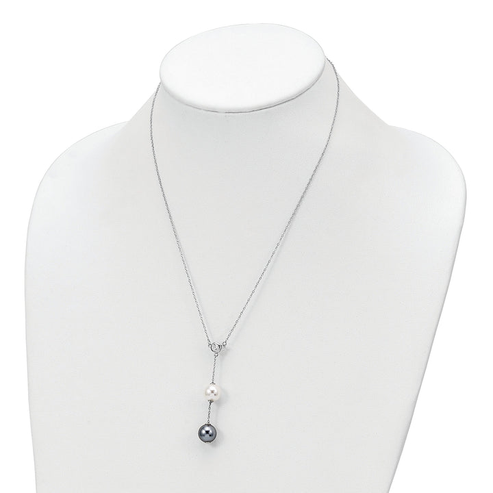 Majestik White and Grey Shell Pearl CZ Necklace