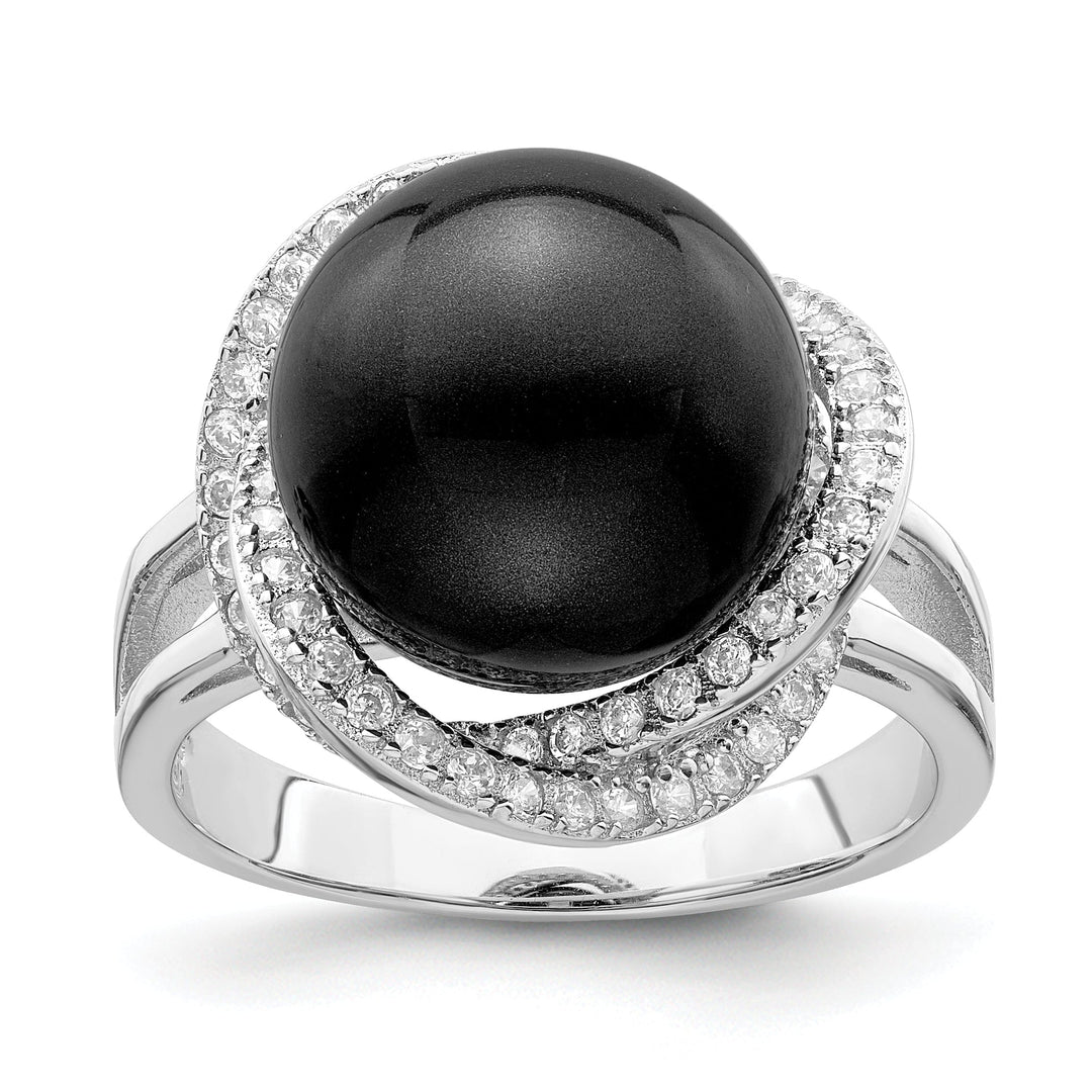 Majestik Black Shell Pearl Cubic Zirconia Ring
