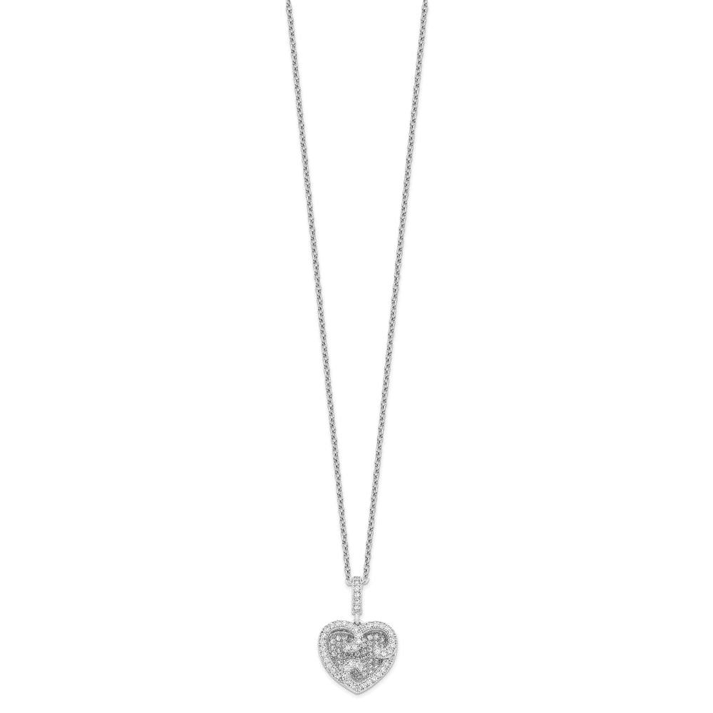 Sterling Silver Cubic Zirconia Heart Necklace